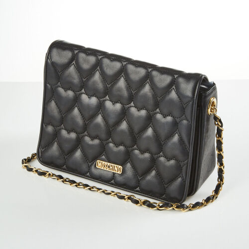 Moschino Black Leather Heart Bag