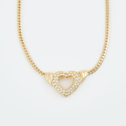 Christian Dior, 38cm Diamante Heart Necklace