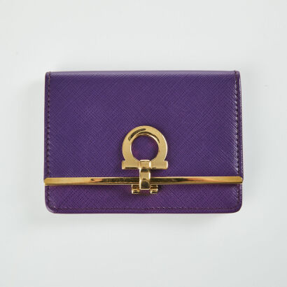 Salvatore Ferragamo Purple Gancini Cardholder