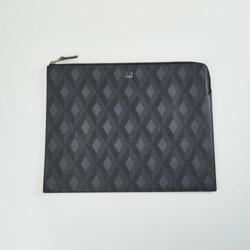 Dunhill, Grey and Black Saffiano Leather Zip Clutch