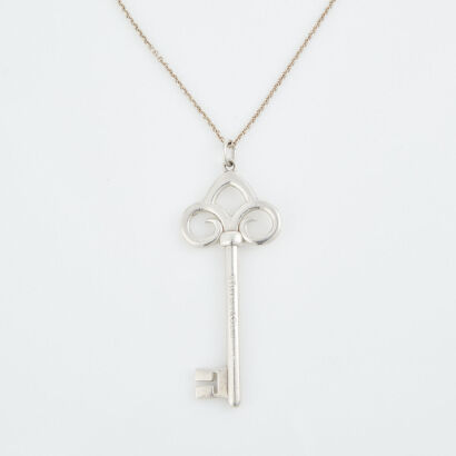 Tiffany & Co, Sterling Silver Crown Key 40cm Necklace