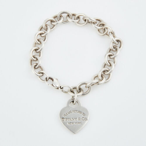 Tiffany & Co, Sterling Silver Return to Tiffany Heart Charm 18cm Bracelet