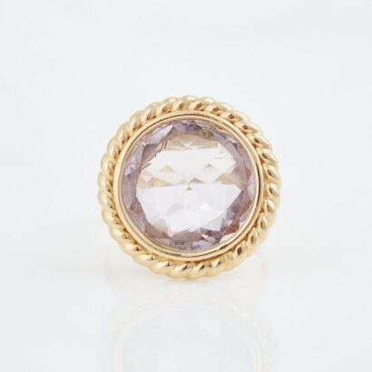 14ct Yellow Gold, 15mm Pink Stone Ring