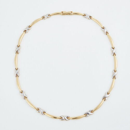 14ct Yellow Gold, Hollow Link 'X' Arafin 40cm Necklace