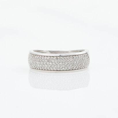 10ct White Gold, 5.50mm Wide. .40ct Diamond Band