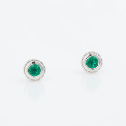 18ct White Gold, .40ct Emerald Stud Earrings