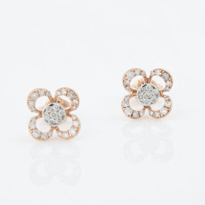 14ct White/Rose Gold, .64ct Diamond Stud Earrings