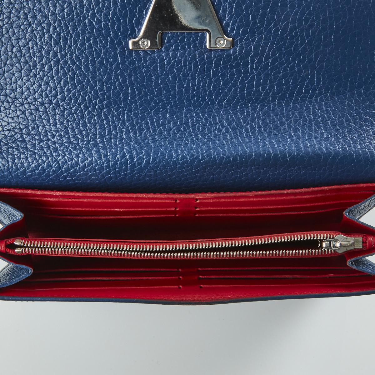 Louis Vuitton Capucines, Navy Blue Pebbled Leather Wallet