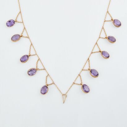 15ct Yellow Gold, 38.00ct Amethyst Necklace