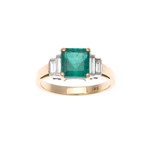 18ct Emerald and Diamond Ring