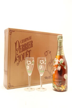 (1) 1982 Perrier-Jouet Belle Epoque - Fleur de Champagne Brut Rose Millesime Gift Set with Two Flutes, Champagne