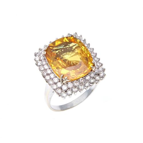 18ct Golden Sapphire and Diamond Ring