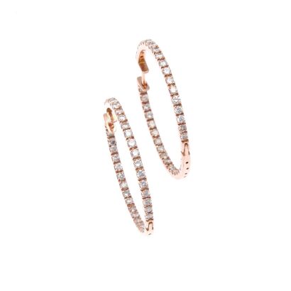 14ct Rose Gold Diamond Hoops