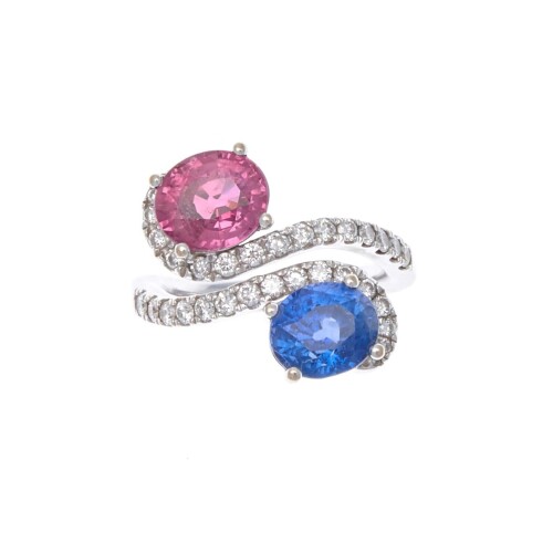 18ct Multi-Coloured Sapphire and Diamond Ring