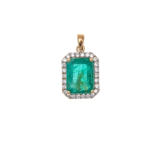 18ct Emerald and Diamond Pendant