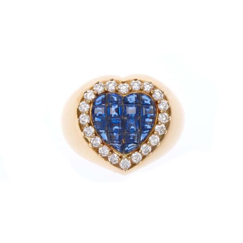 18ct Sapphire and Diamond Heart Ring