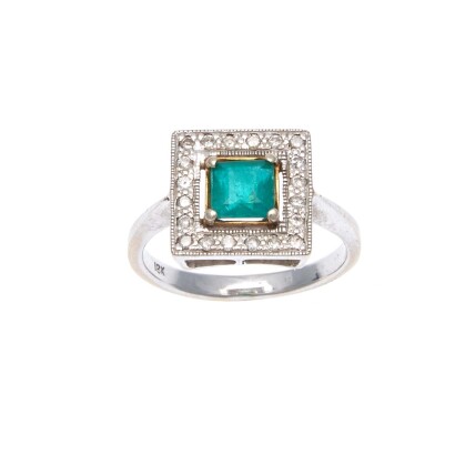 18ct Emerald and Diamond Ring