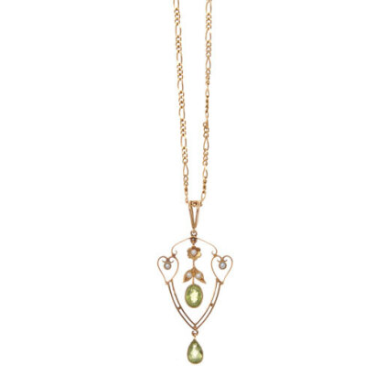 Edwardian Peridot and Seed Pearl Pendant