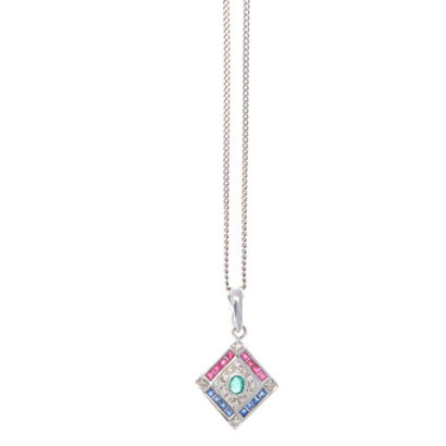 18ct Multi-Gemstone and Diamond Pendant