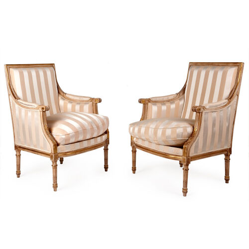 A Pair of Louis XVI Style Bergeres