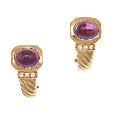 18ct Bulgari Amethyst and Diamond Earrings