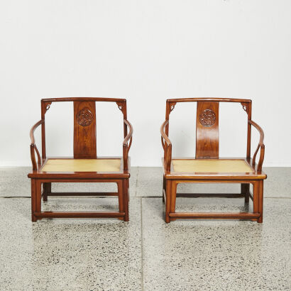 A pair of Chinese handwood Armchairs