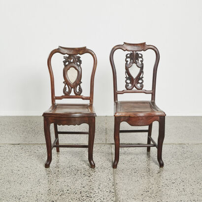 A pair of Chinese Qing Dynasty Old Rosewood Kun Chairs