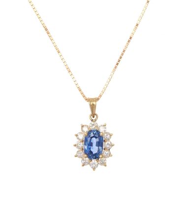 14ct Sapphire and Diamond Pendant