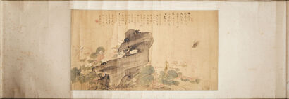 A Chinese Qing Dynasty painting with Flowers, Birds and Insects (1790-1808) (Weng xiaohai mark)