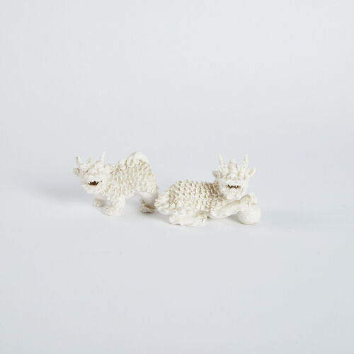 Chinese Dehua white porcelain Kirin Ornaments x2