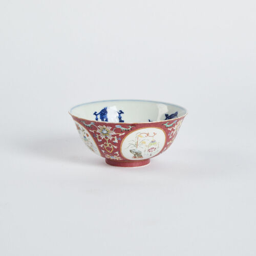 A Chinese Famille-Rose Bottom with Blue and White Inner Bowl