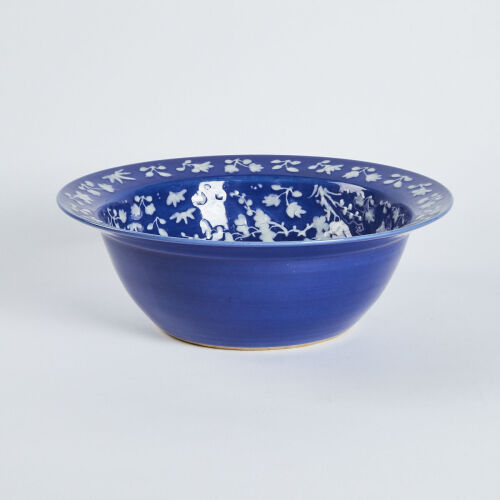 A Chinese Mid-Qing Dynasty Blue Glaze Large Bowels with White color Lotus