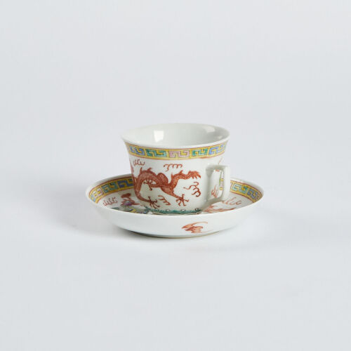 A Chinese Qing Dynasty Famille-rose Cup and Saucer