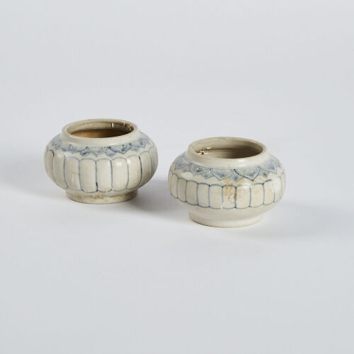 A Pair of Chinese Yuan Dynasty Blue and White small jars