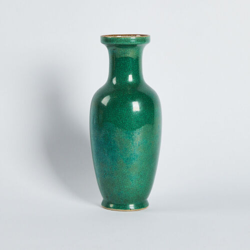 A Chinese Late 19th Century Green Cracked Glazed Vase