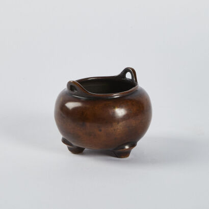 A Chinese Qing Dynasty Bronze Amphora Incense Burner