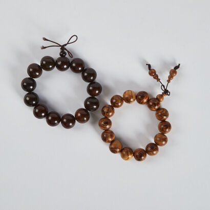 A Chinese Huanghuali Wood Bead Bracelet A Zitan Wood Bead Bracelet