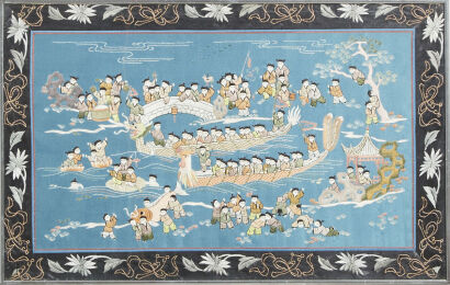 A Chinese Embroidery with Hundreds Children