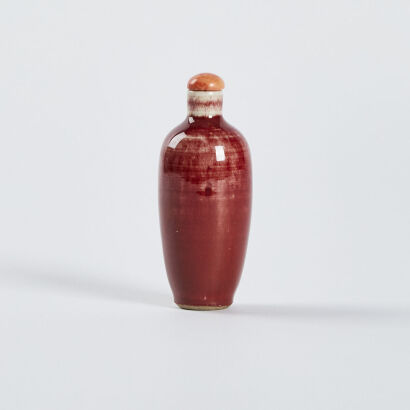 A Chinese red-glazed porcelain snuff bottle