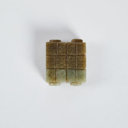 An old chinese grey jade square pendant