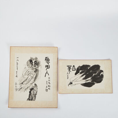 Chinese artist Huang Yongyu's ink painting album 2 sheets