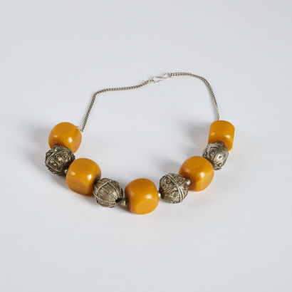 An old Asian beeswax silver necklace