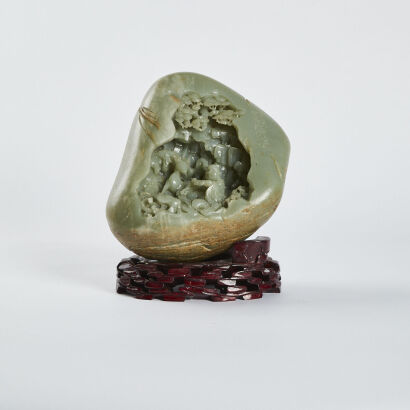 Hetian Jade Carving Arhat Shanzi Ornament in the Mid-Qing Dynasty, China