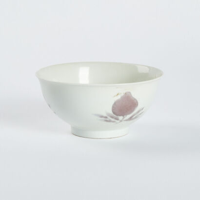 Chinese Underglaze Red Three Peach Bowl _Qing Dynasty Yongzheng year mark