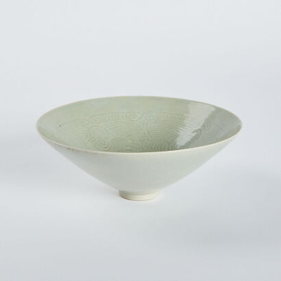 Chinese Celadon-Glazed Bamboo Hat Bowl