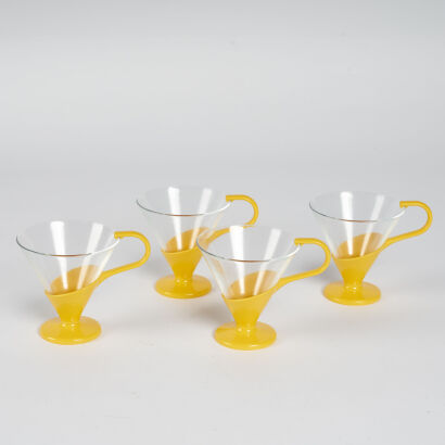 A Set Of Four Vibrant Post Modern Cups