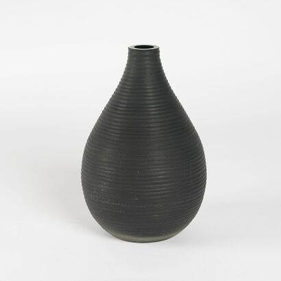 A Large Hutschenreuther Ribbed Glass Vase