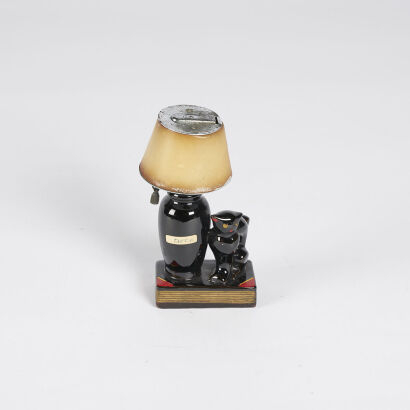 A Vintage Redware Black Cat Lighter