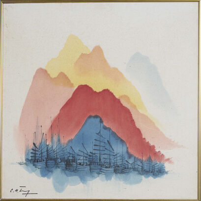 A Watercolour Landscape On Canvas