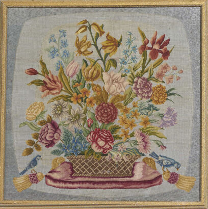A Framed Floral Embroidery